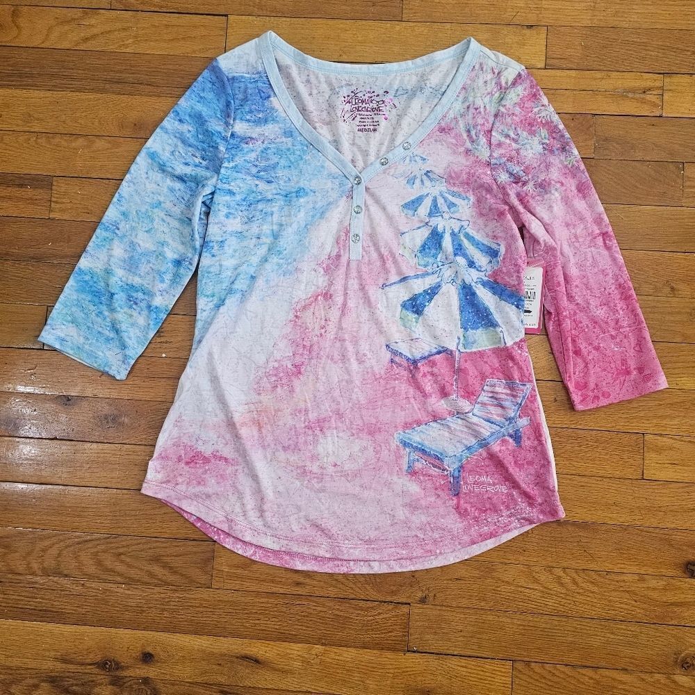 Leoma Lovegrove Tunic Top Pastel Beach Umbrella Print Medium